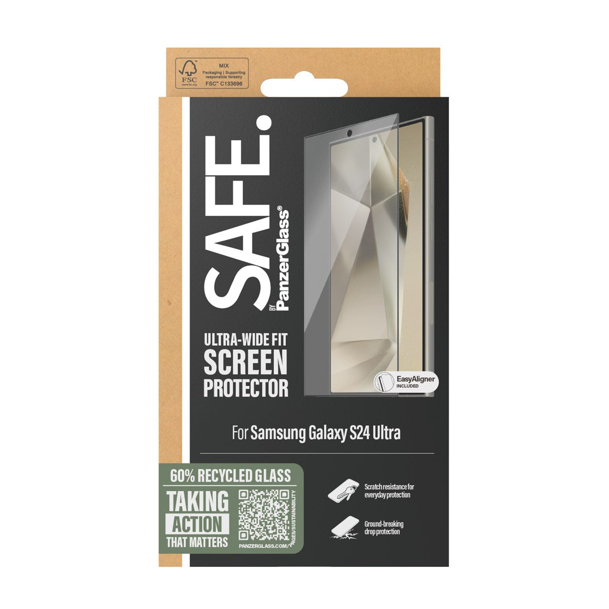 SAFE. by PanzerGlass® Displayschutz Samsung Galaxy S24 Ultra | Ultra-Wide Fit m. EasyAligner